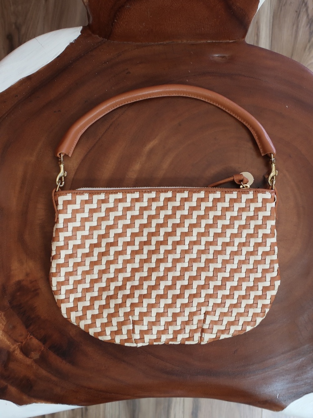 Clare V. Petit Moyen in Natural Cream Woven Zig Zag - Picture 10 of 11